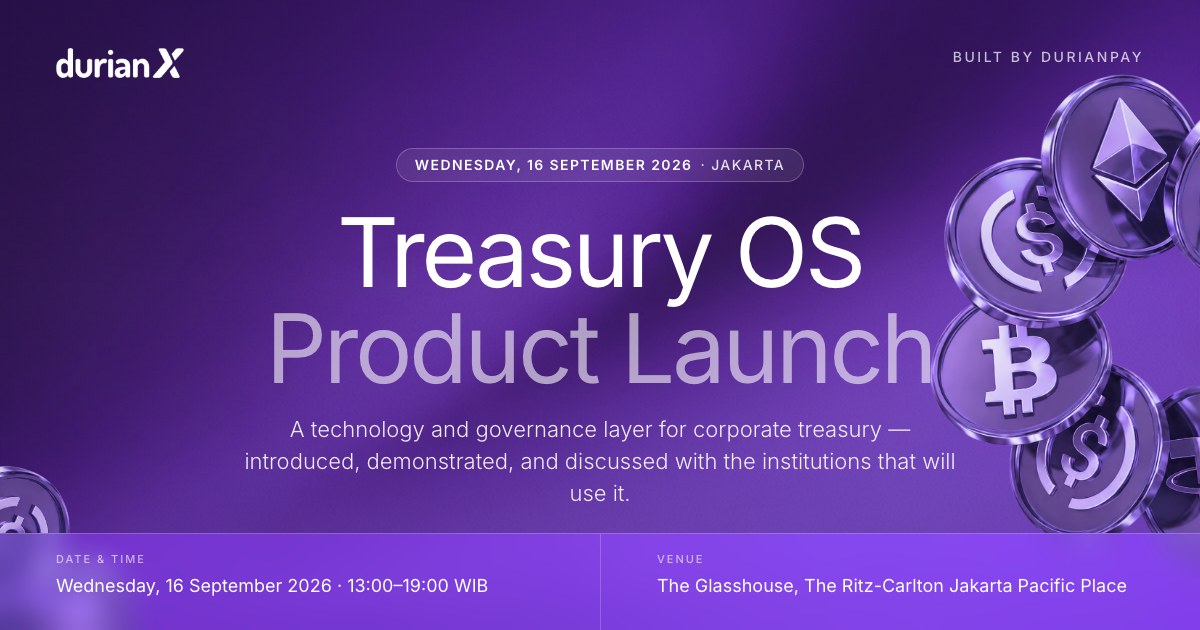 DurianX Treasury OS Product Launch, the event site built for Durianpay